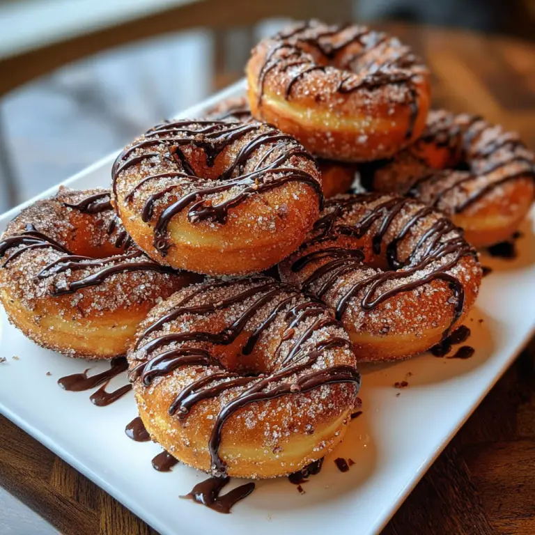 Homemade Cinnamon-Sugar Donuts with Chocolate Drizzle