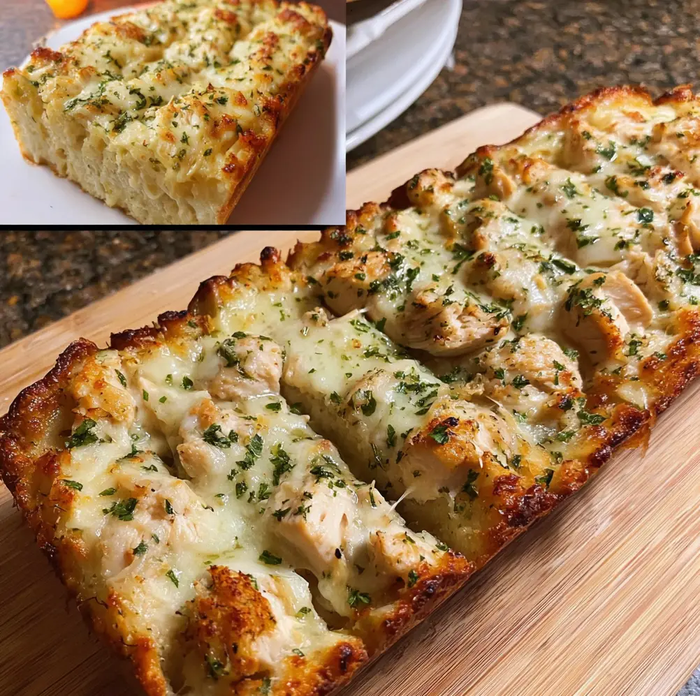 Viral Chicken Alfredo Garlic Bread