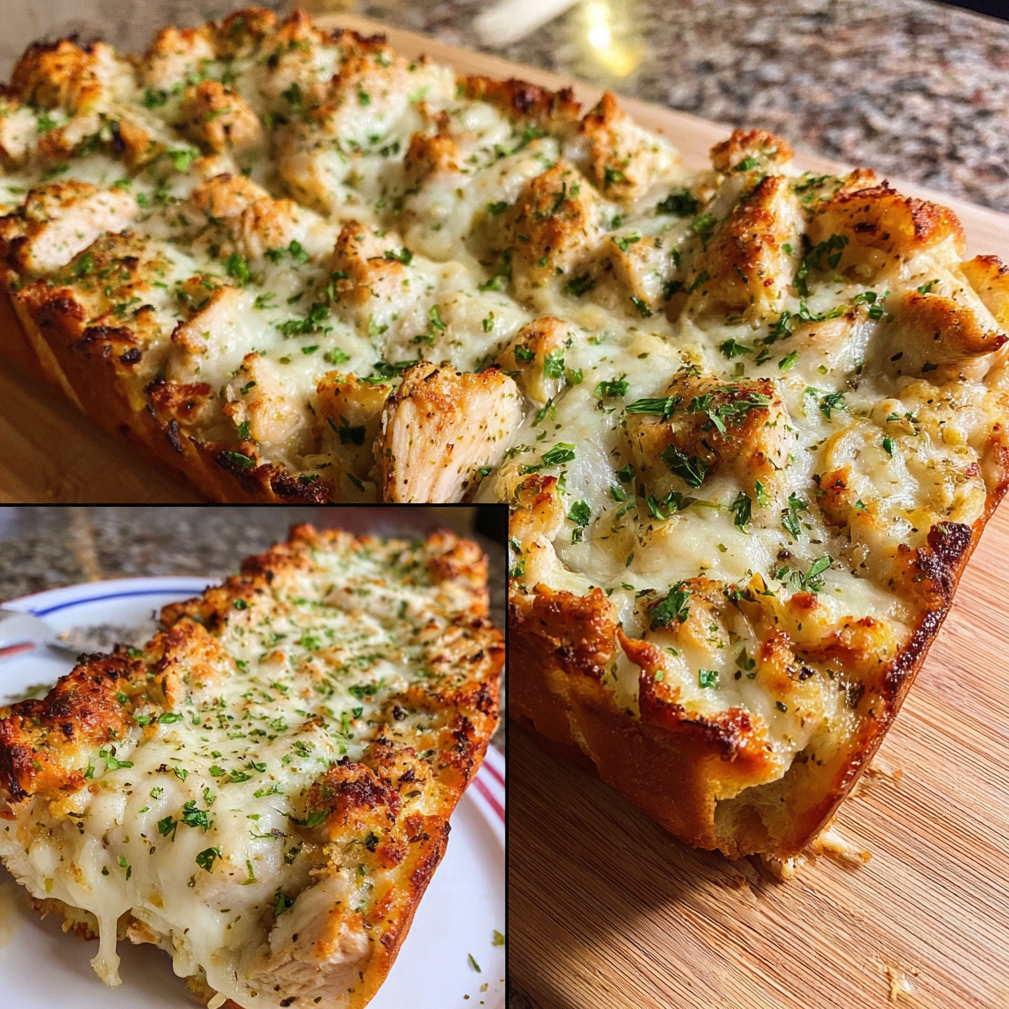Viral Chicken Alfredo Garlic Bread